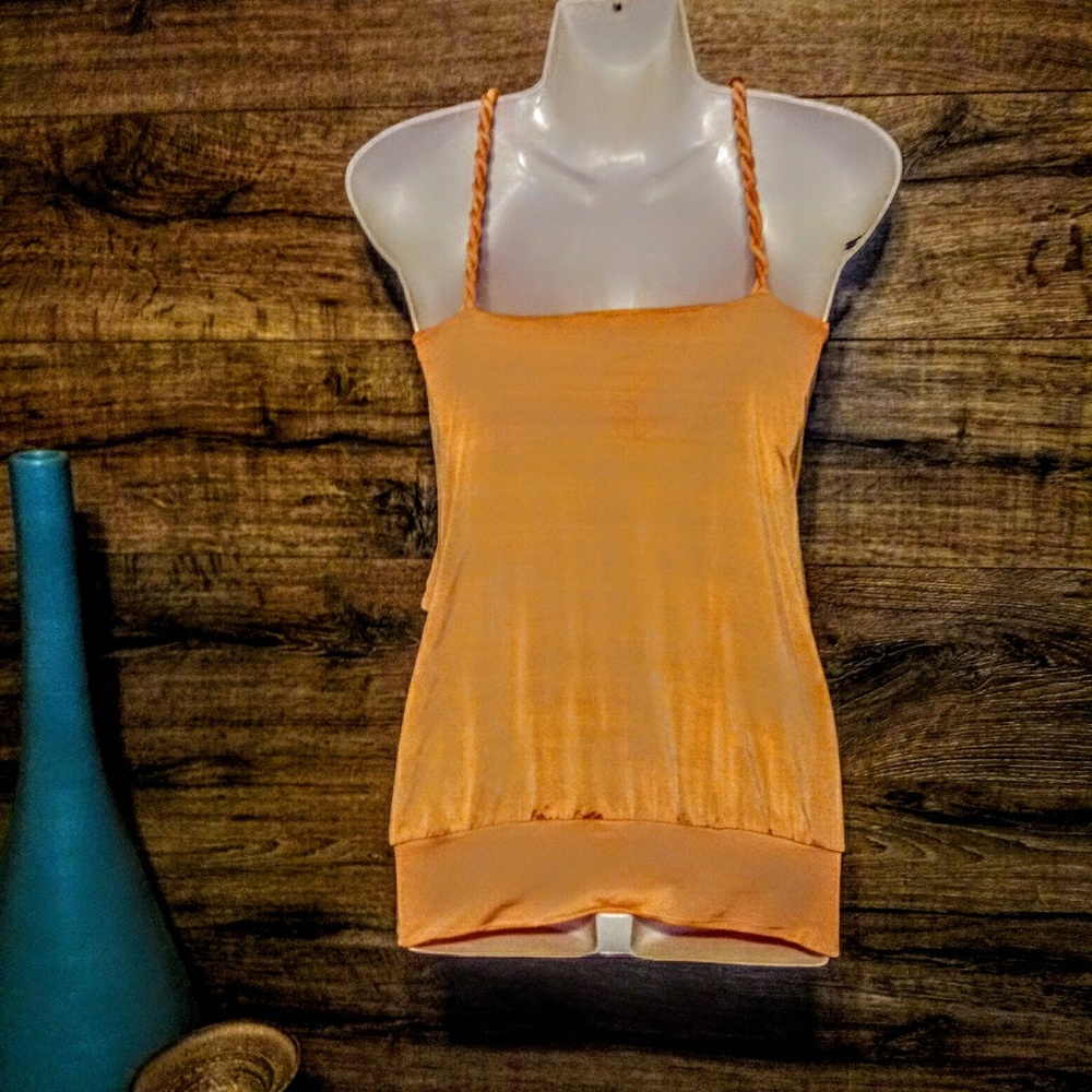 BEBE Top Size M Ruched Toga Twist Strap EUC - Picture 3 of 10